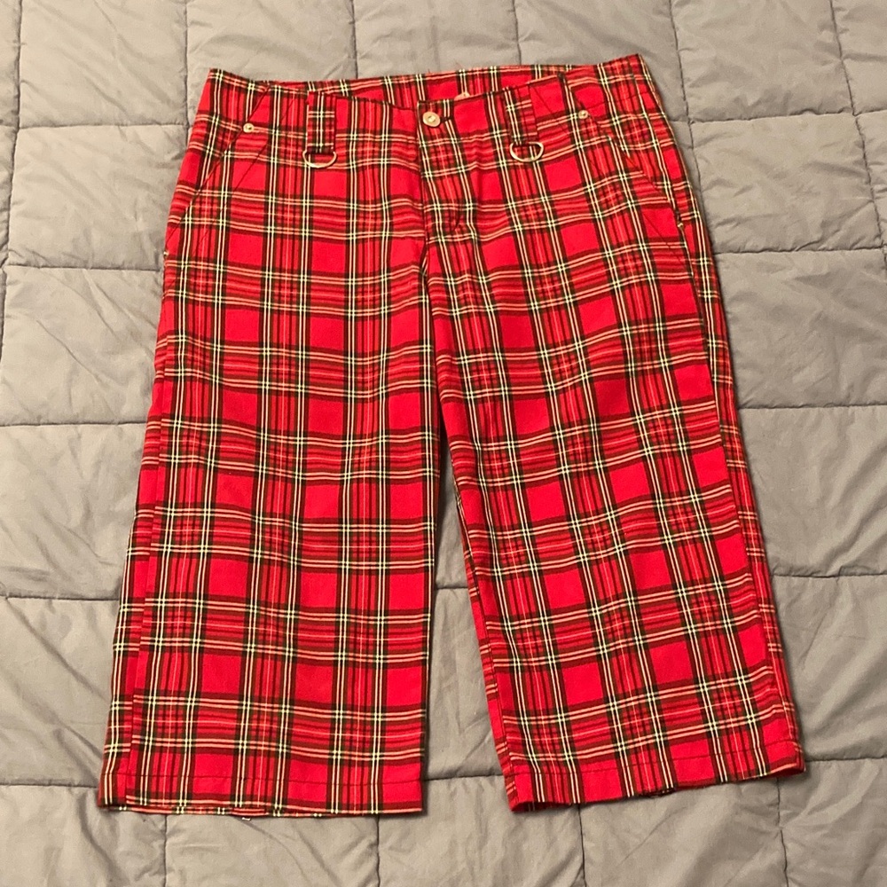 Red Plaid Punk Capris